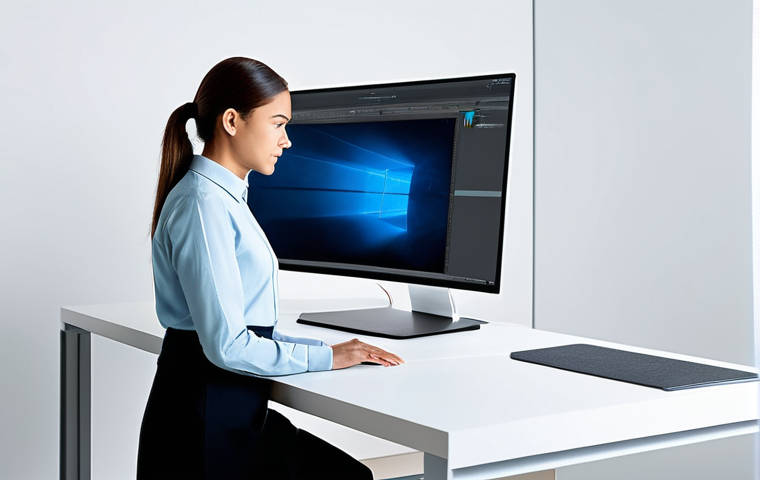 A professional digital designer in a modest, modern business casual outfit, focused at a sleek, minimalist desk in a bright, contemporary design studio. Large, high-resolution monitors display an evolving digital interface featuring soft, impressionistic gradients that transition subtly between warm and cool tones, creating atmospheric depth. Elements within the UI exhibit a painterly, luminous quality, with light diffusing naturally across the digital surfaces, evoking calm and creativity. Professional photography, studio lighting, high resolution, detailed, clean lines, perfect anatomy, correct proportions, natural pose, well-formed hands, proper finger count, natural body proportions, fully clothed, modest clothing, appropriate attire, professional dress, safe for work, appropriate content, professional.