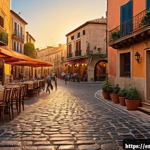 Home 33 인상주의적 접근이 현대 예술에 미친 변화 - A vibrant Impressionist outdoor scene set in a lively Spanish plaza during golden hour, featuring vi...