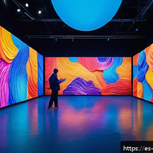 Home 31 인상주의적 기법을 통한 현대 예술의 혁신 - A vibrant contemporary art installation in a spacious urban gallery, featuring dynamic layers of sat...