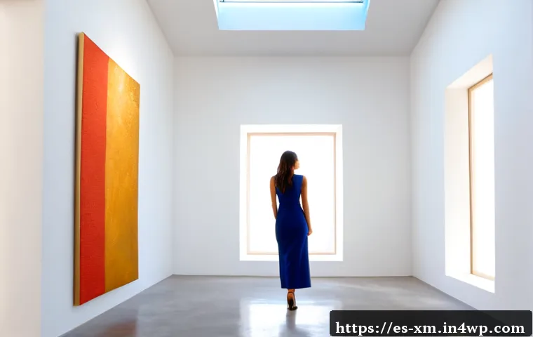 인상주의적 요소를 활용한 현대의 비주얼 아트 - Photorealistic contemporary visual art gallery in Madrid, a large abstract canvas inspired by Impres...